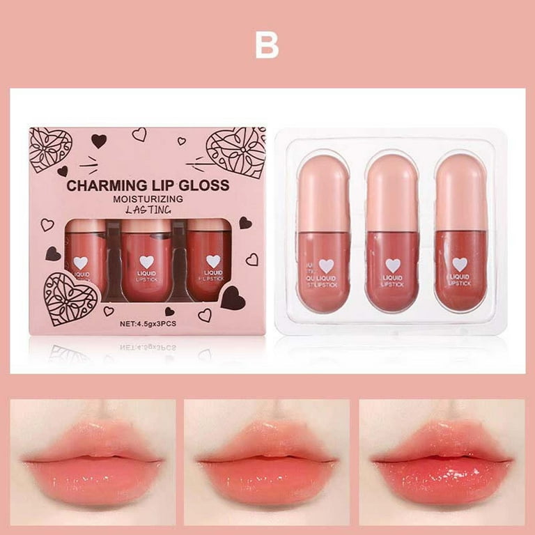 Mcolor 3 Colors Lip Tint Stain Korean Lip Gloss Set, Plumping Lip
