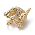 thumbnail image 4 of Brass Micro Pave Clear Cubic Zirconia Pendants with Jump Rings Long-Lasting Plated Sloth Shape Real 18K Gold Plated 17.5x17x7mm Hole: 3.5mm, 4 of 4