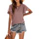 thumbnail image 3 of Guardurnaity Camiseta de mujer con volantes de Color sólido cuello lindo pulóver blusa trabajo nocturno viaje básico verano moda Top ropa Prendas para la parte del cuerpo Luz roja L Guardurnaity AP011064-38, 3 of 6