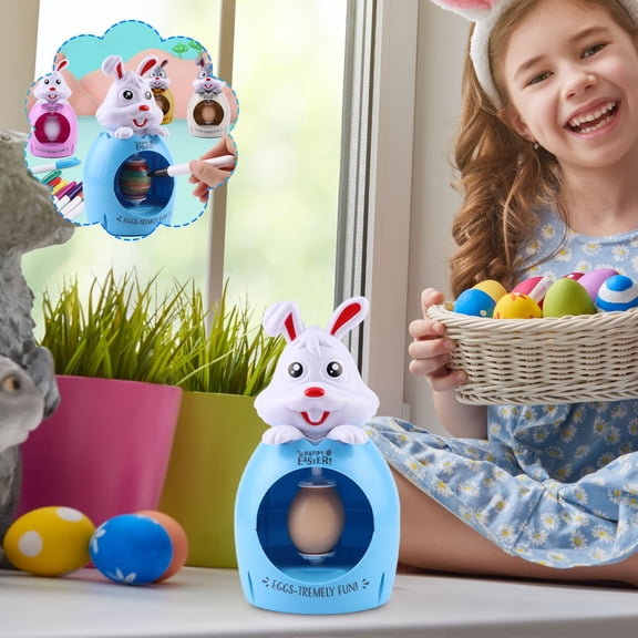 Easter Egg Decorator Kit -Eggs Painting Arts And Craft Set Bunny Egg Decorating Spinner And 8 Colorful Quick Drying Markers, 3 Plastic White Easter Egg Paint Tool Coloring Kit For Children