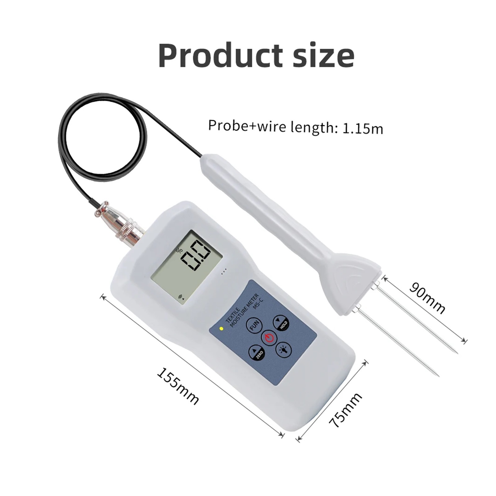 Digital Yarn Moisture Meter Wool Silk Woollen Textile Materials Humidity Tester LCD Display Professional Cotton Hygrometer