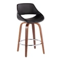 thumbnail image 7 of LumiSource Walnut Wood, Black PU, Chrome Fabrico Fixed-Height Counter Stool - Set of 2, 7 of 7
