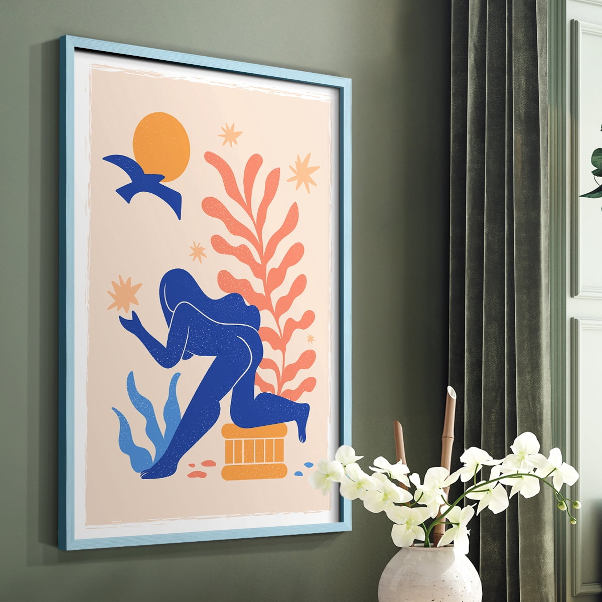 Matisse CCCLXV in Blue Solid Wood 16 x 20 Framed Print