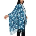 thumbnail image 5 of Cauagu Sea Water Wave Print Women Wrap Shawl tassels Scarves Retro Scarf 77.6"X28.3", 5 of 8