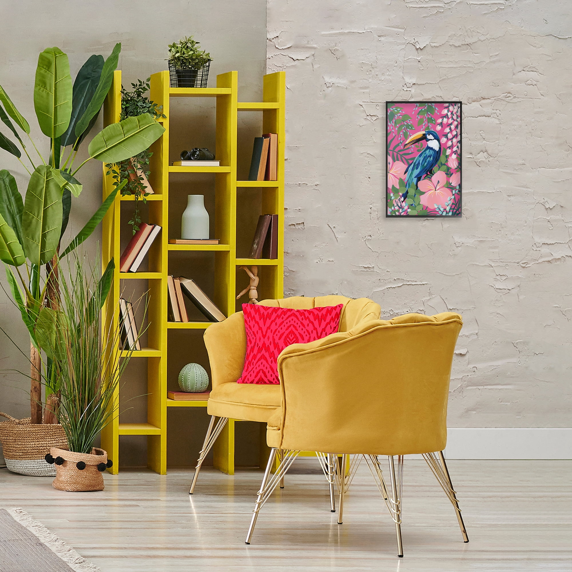 Stupell Industries Maximalist Toucan Pattern Animals & Insects Painting Black Framed Art Print Wall Art, 12 x 18