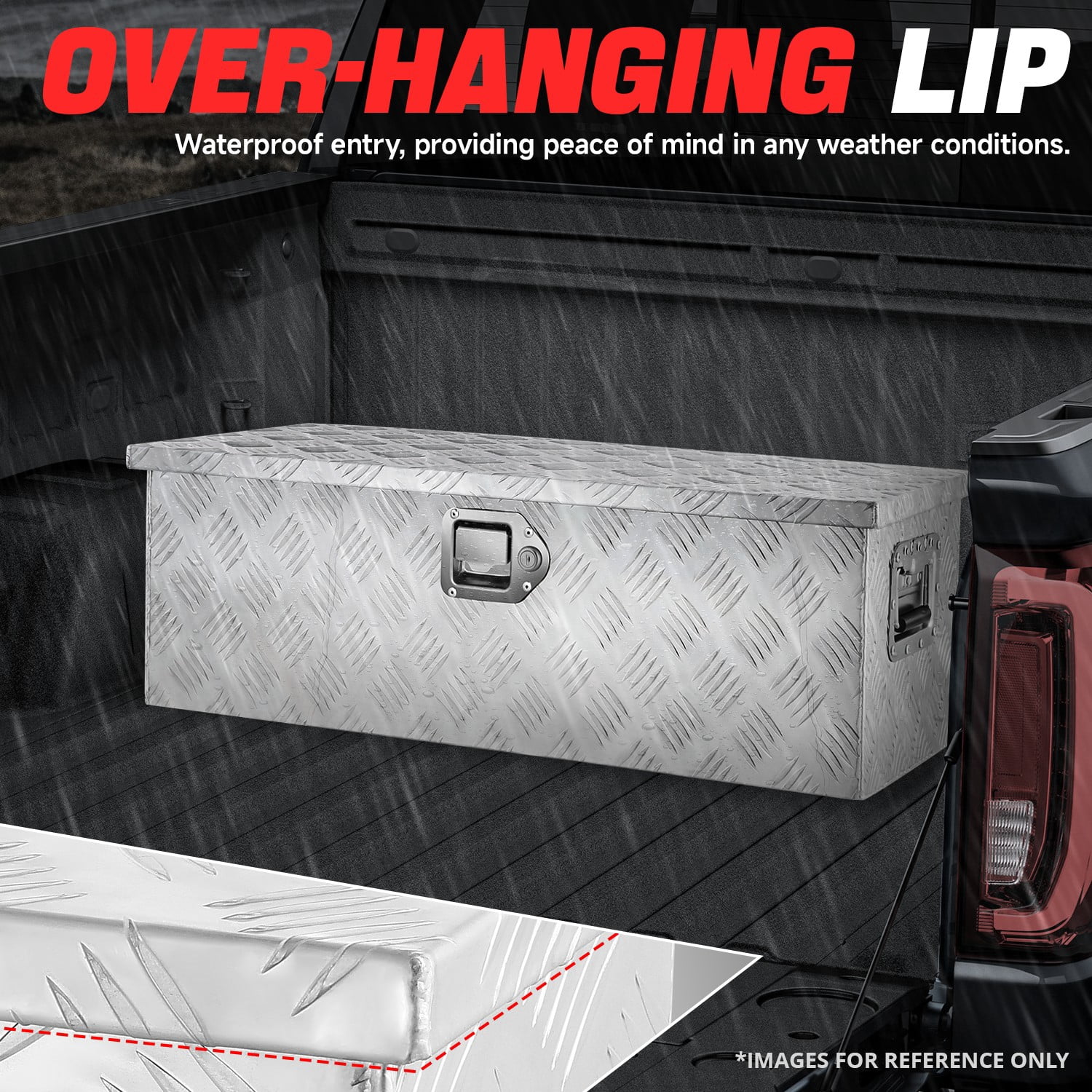 DNA Motoring 30"x13"x10" Aluminum Tool Box Pickup Truck Bed Trailer Storage w/Lock & Key