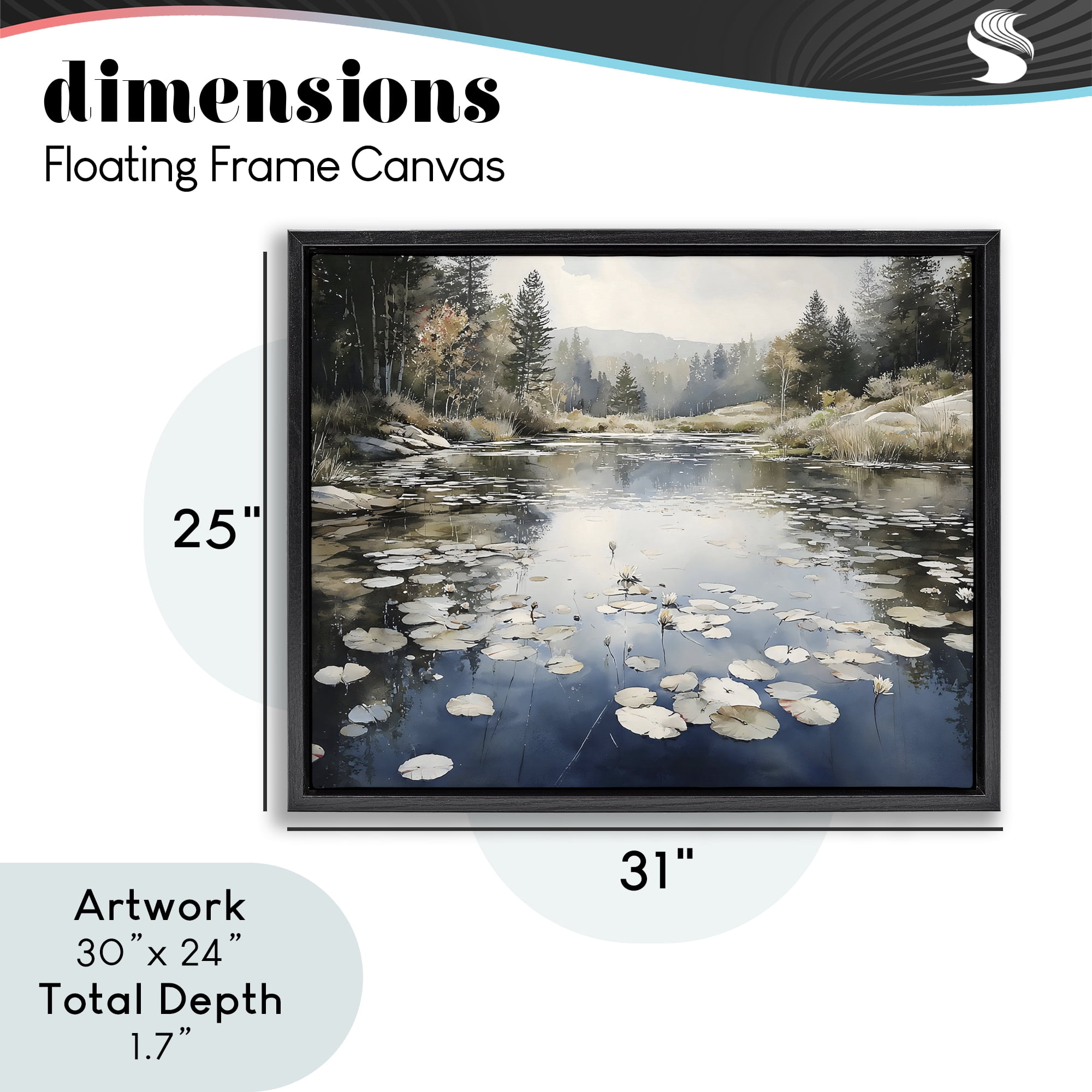 Stupell Industries Still Pond with Morning Reflections Black Framed Floater Canvas Wall Art, design by Franklyn Gregory