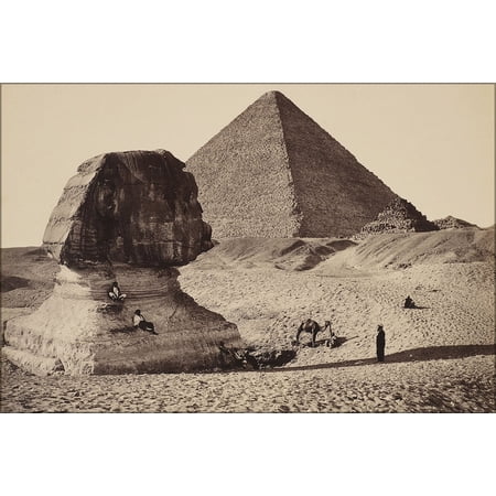 24"x36" Gallery Poster, Great Sphinx, Pyramids giza ancient Egypt 1862