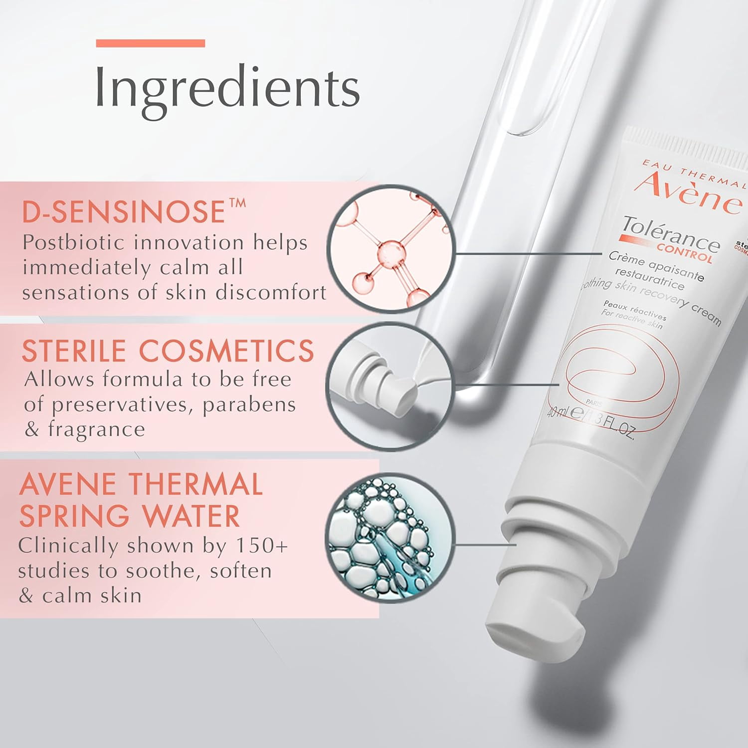 Avene Tolerance Control Soothing Skin Recovery Cream - Lightweight Soothing Moisturizer for Face, 1.3 fl oz