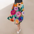 thumbnail image 5 of Nmnitkp Skirts for Women Casual Floral Prints Women's Pleated Skirt Chiffon Elastic Waist A-Line Midi Length Skirt Fashionable Trends Maxi Skirt, 5 of 7