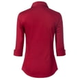 thumbnail image 4 of Made by Olivia Women's 3/4 Sleeve Stretchy Button Down Collar Office Formal Casual Blouse Shirts Top, 4 of 5
