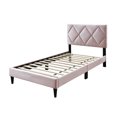 thumbnail image 2 of Adjustable Headboard Twin Size Bed, Pink Velvet, Contemporary Bedroom Bed In For Comfort, 2 of 6