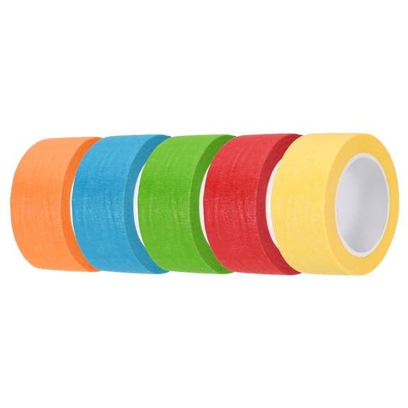 5pcs 1" x 11 Yard Colored Masking Tape, Blue Green Red Yellow Orange