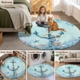 thumbnail image 6 of Summer Anchor Round Living Room Rugs 5 ft, Retro Teal Orange Ocean Corals Starfish Coastal Washable Area Rug with Non-Slip Sturdy Edge Binding Round Carpet for Entryway Kitchen Bedroom Bathroom, 6 of 9