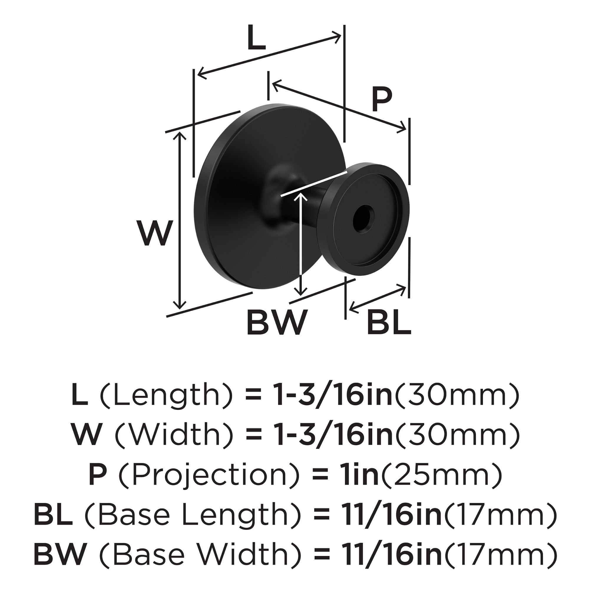 Amerock Everyday Basics Loop Round Cabinet Knob 1-3/16 in. D 1 in. Matte 1 pk