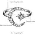 thumbnail image 5 of Star and Moon Adjustable Rings 18K Gold/Silver/Black Gun Plated Crescent Moon Stars Open Ring Jewelry for Women, 5 of 6