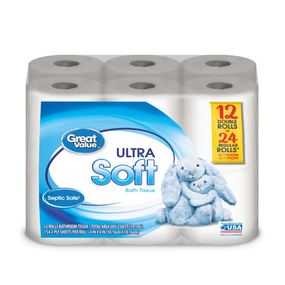 Great Value Ultra Soft Toilet Paper, 12 Double Rolls by Wal-Mart Stores, Inc.