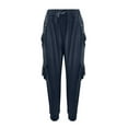 thumbnail image 3 of Fangasis Women Bottoms Elastic Waist Trousers High Pants Ladies Casual Pencil Pant Loose Fit Holiday Sweatpants Blue XS, 3 of 4