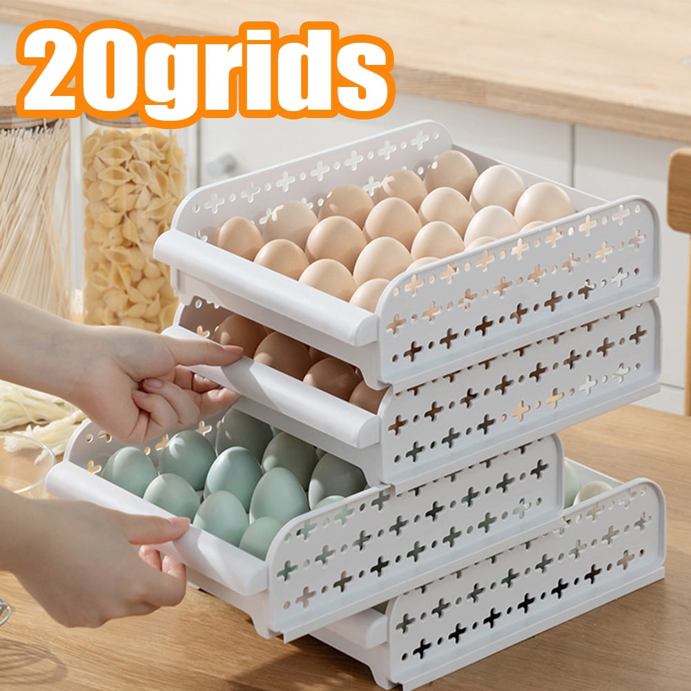 14 Grid Egg Organizer Kitchen Storage Box For Refrigerator Crisper Container US 