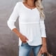 thumbnail image 2 of Mujeres waffle knit camiseta espalda ahueca hacia fuera crewneck manga larga Top casual cómodo camisa para el uso diario, 2 of 6