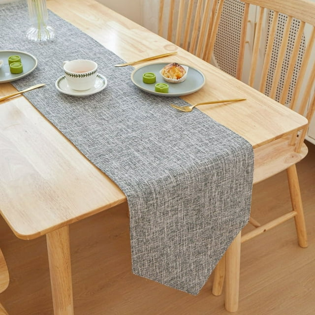 Nvzi solid color linen simple long strip table flag tea flag cloth dining cabinet tea table flag desktop decoration (gray, 180*30cm)