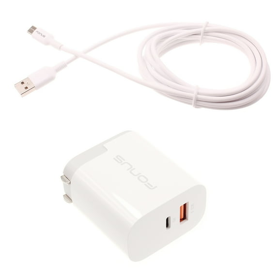 Fast Type-C 36W PD Home Charger for T-Mobile REVVL 6 5G Phone - 6ft Long Cable USB-C Power Cord QC3.0 Adapter Wall E3M Compatible With REVVL 6 5G Model