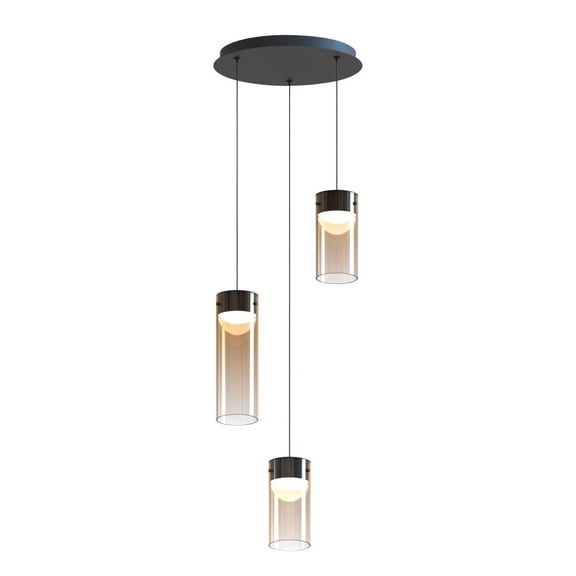 E21183-05GM-ET2 Lighting-Highball - 27W 3 LED Pendant-12.5 Inches Tall and 12.5 Inches Wide-Gunmetal Finish-Amber Glass Color