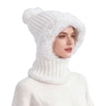 thumbnail image 3 of Spencer Womens Winter Hats, 3-in-1 Winter Beanie Scarf & Mask Set Knit Beanie Hat Fleece Lined Skull Hats with Pompom for Women, White, 3 of 10
