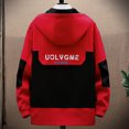 thumbnail image 4 of Luwomo Casual Jackets for Mens Mens Jackets Fall and Winter Hooded Long Sleeve Color Blocked Outdoor Style Loose Fit Coat with Pocket Tops Red,4XL, 4 of 4