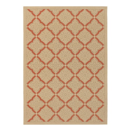 Couristan Five Seasons Sorrento Flat Woven Indoor/Outdoor Rug, Cream and Terra Cotta, Multiple Sizes