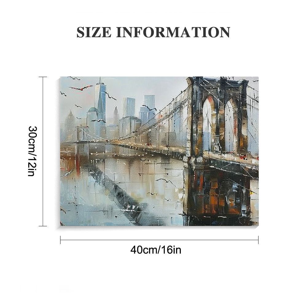 Brooklyn Bridge Canvas Wall Art - 40x20 Inch New York City Skyline Painting, Framed Textured Artwork 4 thumbnail image