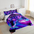 thumbnail image 3 of Gaming Decor King Bedding Sets ,Gamer Quilt Gradient Teal Purple Ombre Marble Textured Comforter Set,Gamer Room Decor, 3 of 5