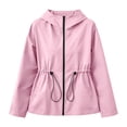 thumbnail image 4 of Cilsoka Rain Jacket Women Waterproof with Hood Drawstring Waist Full Zip Raincoat Windbreaker Hiking Fall Jacket Pockets, 4 of 6