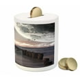 thumbnail image 3 of Space Piggy Bank, Moon Fantasy Planet Beach with Old Pier with Sea Waves Fiction Eclipse Sky Landscape, Ceramic Coin Bank Money Box for Cash Saving, 3.6" X 3.2", Pink Blue, by Ambesonne, 3 of 4