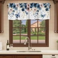 thumbnail image 6 of Navy Blue Spring Floral Curtain Valances for Windows, Kitchen Valance Window Treatments Panel 2 Pack, Farmhouse Butterfly Watercolor Rod Pocket Short Curtains for Bathroom Bedroom 54 x 18 Inch, 6 of 8