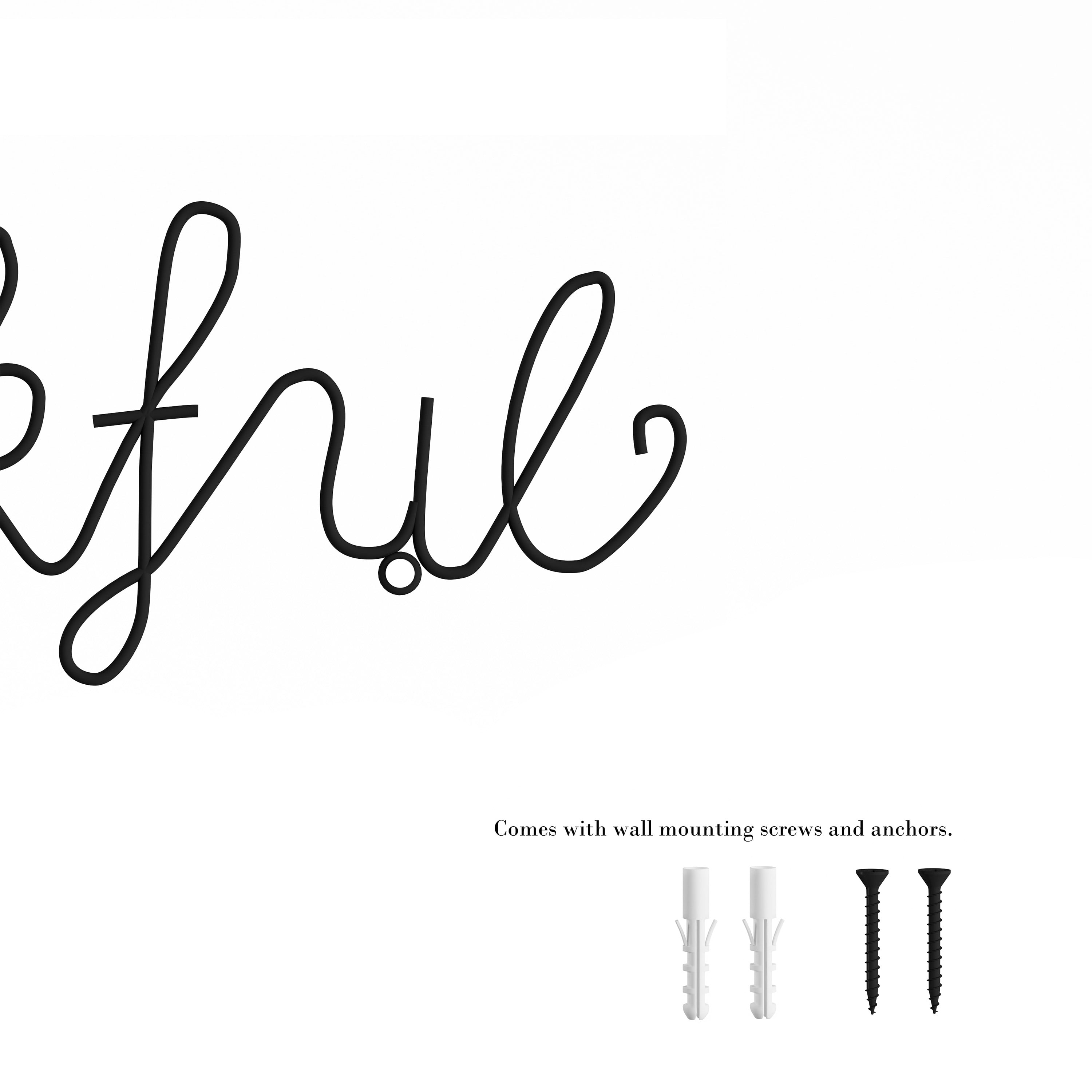 Lavish Home Metal Cutout- Be Thankful Sign-3D Word Art Home Accent Decor- for Modern Rustic, Black