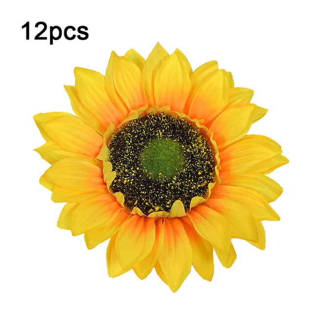 Cabeza de girasol artificial Simulación de cabezas de flores Ramo de fiesta de boda Accesorios de bricolaje, 12 piezas, Amarillo, 17 cm Advancent HA7119-02B