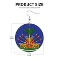 thumbnail image 3 of Leather Dangle Round Earrings For Women Coat Of Arms Of Haiti Circle Earrings Drop Jewelry, 3 of 6