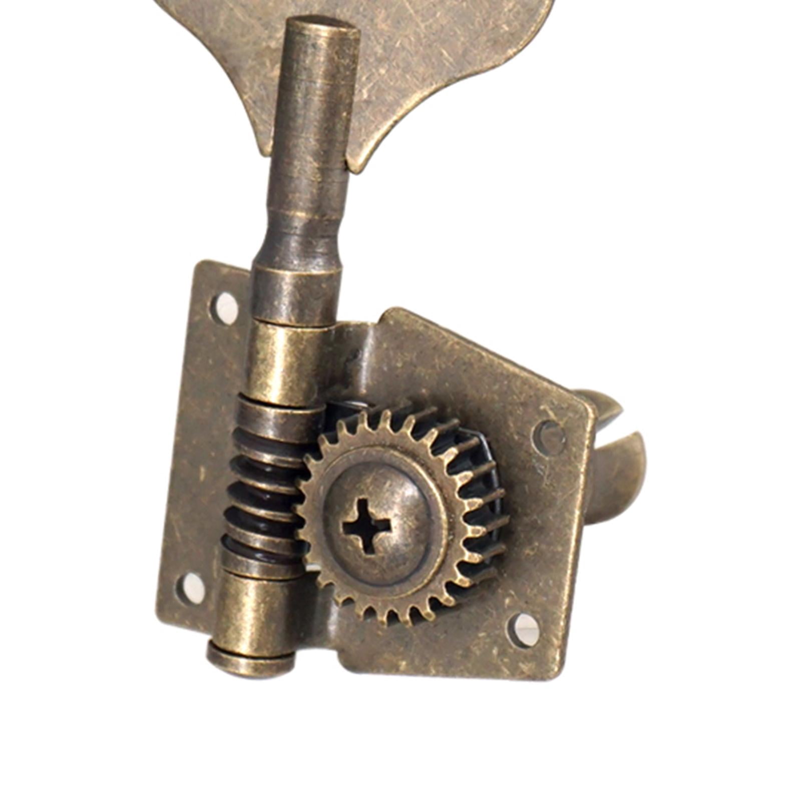 LeeQinersw 4 Open Bass Tuning Pegs Electric Bass Tuning Pegs Machine Heads Knobs Metal Bass 4R Bronze