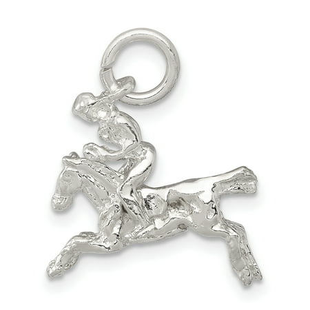 Moving Rider On Bronco Charm In 925 Sterling Silver 16x17mm