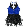 thumbnail image 5 of Haitryli Kids Girls Sequins Tassel Latin Modern Jazz Dance Dress Tuxedo Ballroom Costume Dancewear Blue 8, 5 of 7