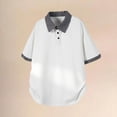 thumbnail image 2 of IWRICH Men's Plus Size Baggy Plaid Printed Polo Shirt Short Sleeve Patchwork Loose Fit T Shirts Button up Casual Trendy Tees White XL, 2 of 8