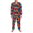thumbnail image 3 of Sikiie Colorful Hawaii Palms Mens Pajama Set, Soft Warm Long Sleeve Sleepwear, Cozy Button-Down Pjs for Men-Medium, 3 of 7