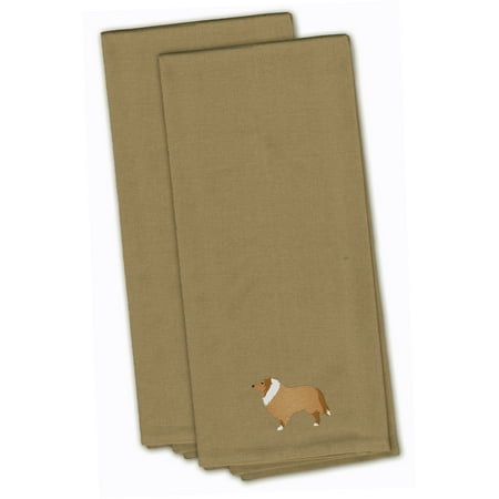 Collie Embroidered Fleece - Collie Tan Embroidered Kitchen Towel Set of 2 BB3416TNTWE