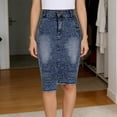 thumbnail image 2 of asdoklhq Denim Skirt Womens Skirt Maxi Skirt Pencil Skirt Denim Half-length Slit Butt-covered Fish Tail Skirt Blue M, 2 of 7