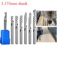 3.175mm shank Solid Carbide Milling Cutter Left Spiral Router Bit End ...