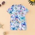 thumbnail image 2 of KPOPLK Toddler Baby Boys Rash Guard Swimsuit Short Sleeve One Piece Swimwear Zip Bathing Suit with UPF 50+ 0-24 Months(Light Blue,0-6 Months), 2 of 4
