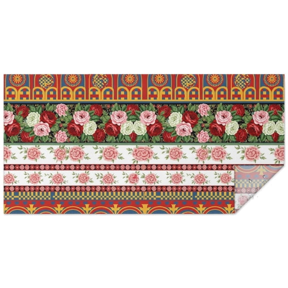 Pioneer Flower Floral Print Pattern Rectangle Tablecloth 60"x120", Waterproof Polyester Table Cloth, Wipeable Spillproof for Dining Camping Indoor Outdoor