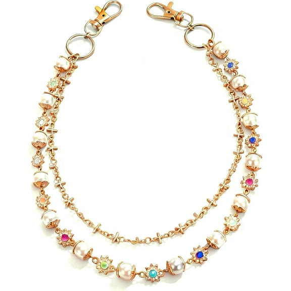 Unisex Punk Style Jeans Chain with Rhinestone Sunflower - Multi-Layer Waist Accessory for Men & Women