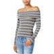 thumbnail image 1 of Chelsea Sky Blusa de rayas para mujer, gris, pequeña, 1 of 2